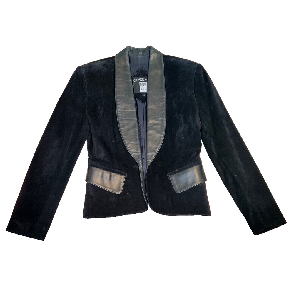 Michael Hoban North Beach Black Suede Leather Jacket Blazer Size 5/6 Chic *Read